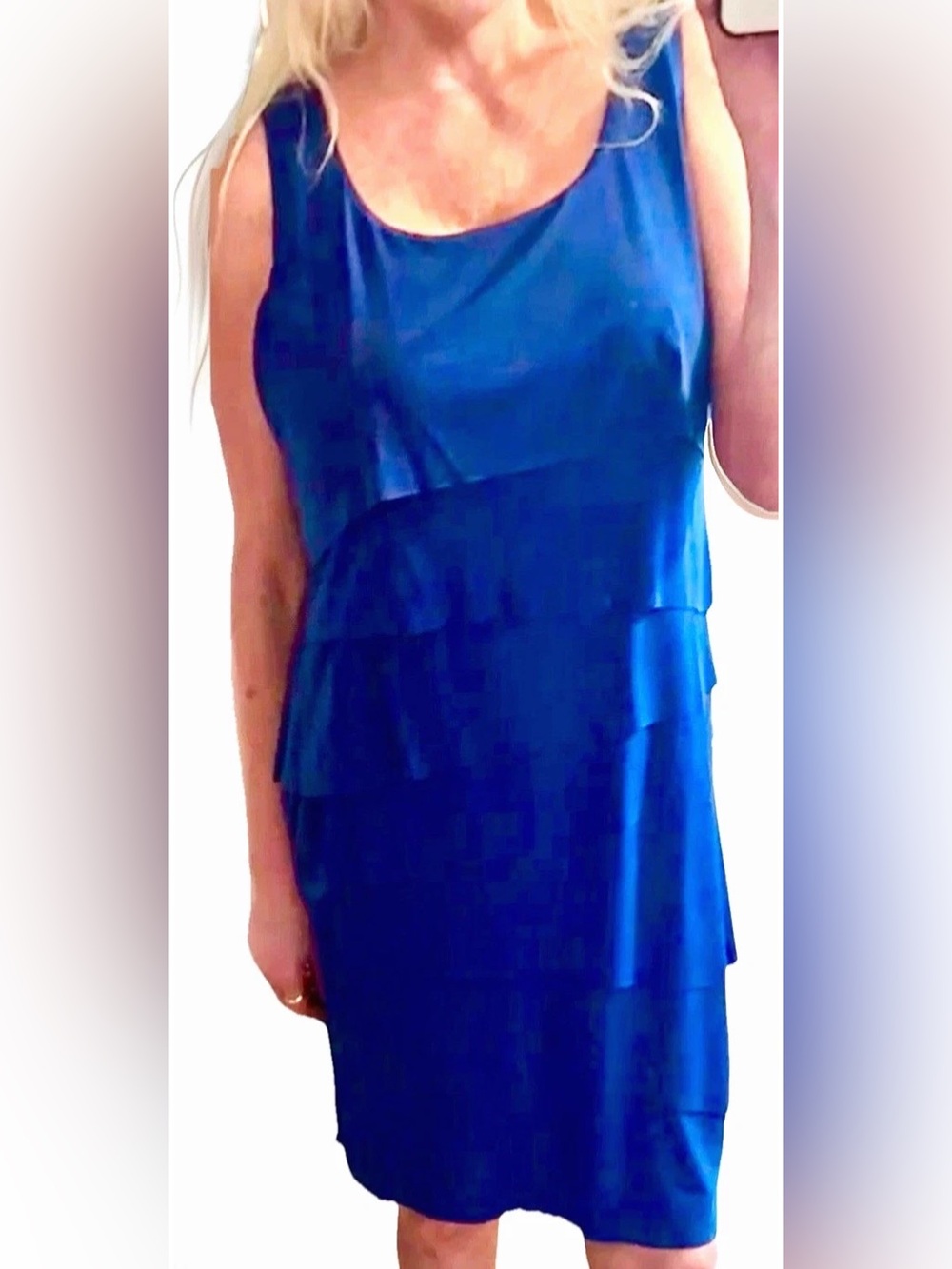 💙CHICO’S💙 SLEEVELESS “JILL” LINED TIERED  LAYERED SHIFT DRESS